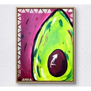 WS original avocado salsa painting 14X11 canvas acrylic abstract modern wall art